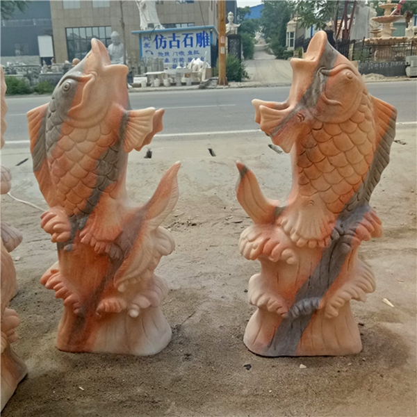 石雕鱼摆件喷泉流水石雕鱼海豚吐水雕塑